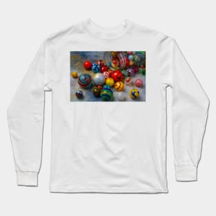 Old Glass Jar With Spilling Marbles Long Sleeve T-Shirt